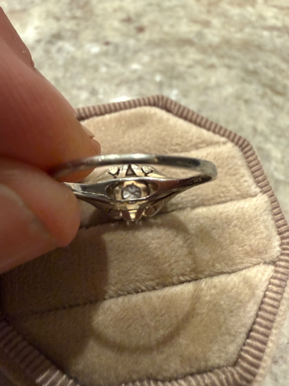 Antique Filigree Ring 1920-30s 18kt white gold Women's Ring 7 - Picture 4 of 6